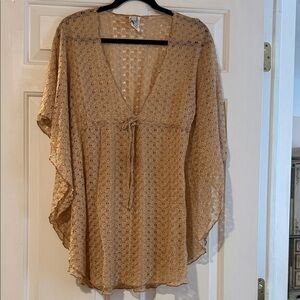 Becca Tan Gold Crochet Cover up